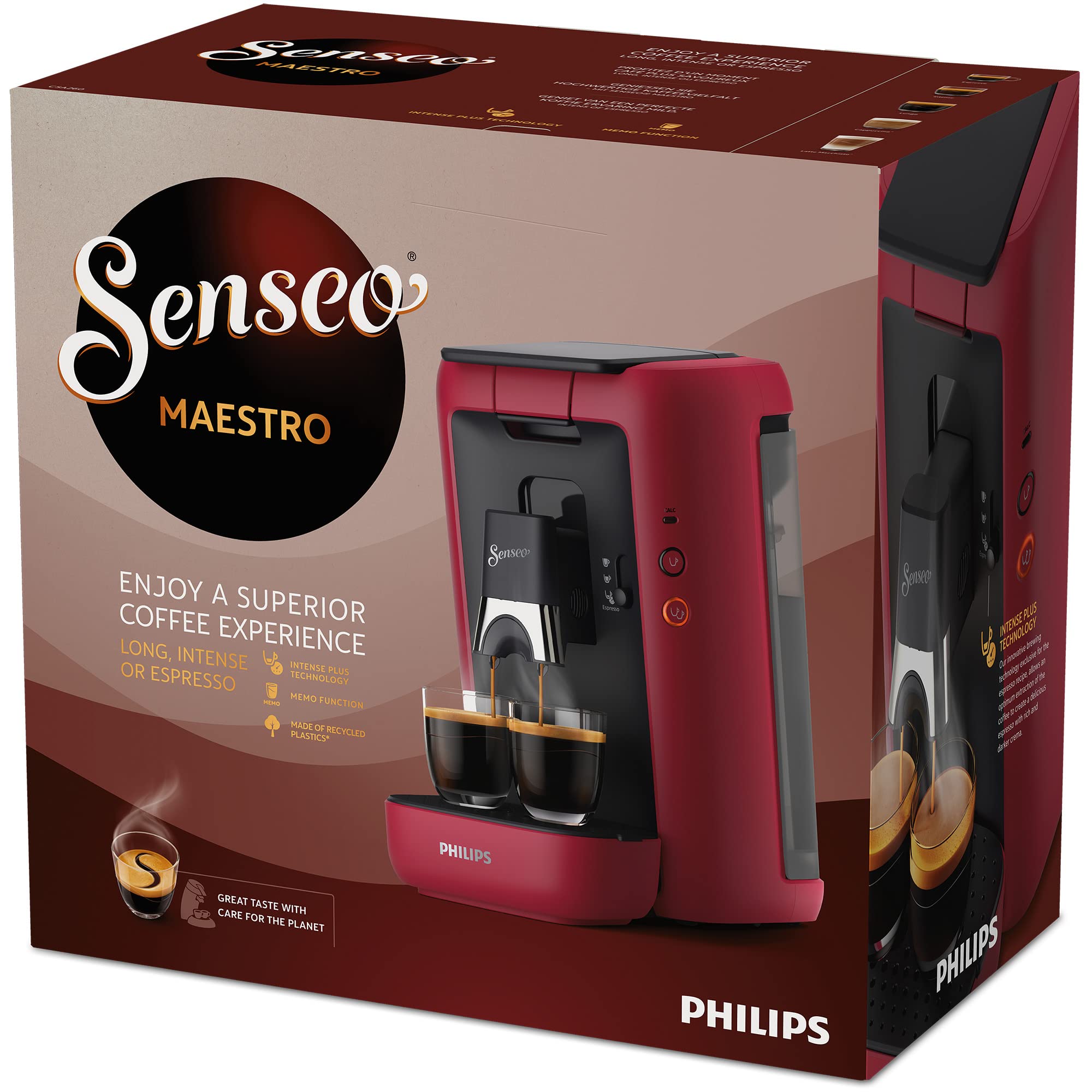 Machine à Café à Dosettes SENSEO Maestro CSA260/91 – Rouge, Réservoir XL 1,2 L