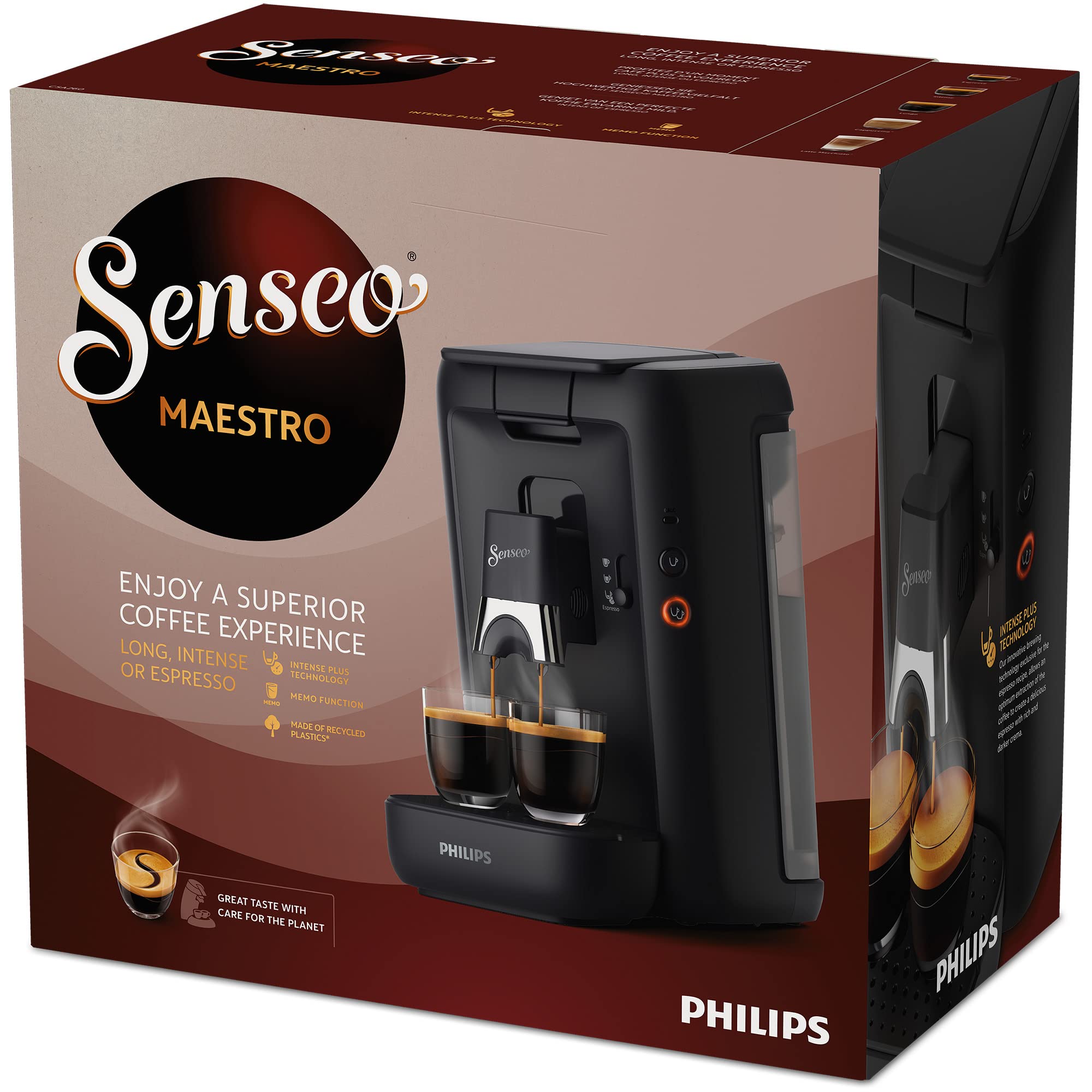 Machine à Café à Dosettes SENSEO Maestro CSA260/61 – Noir, Réservoir XL 1,2 L